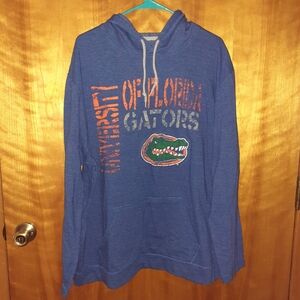 Majestic Florida Gators 2XL Hoodie Lightweight Terry Sweatshirt Blue EUC